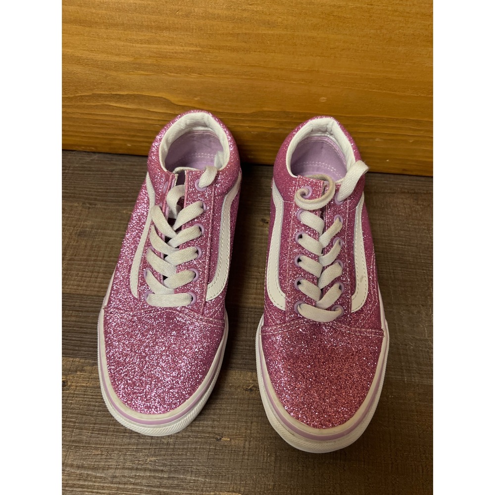 Vans Old Skool Pink Glitter‎ Girl Sneakers Shoes Kids Size 3 Youth Sparkl Canvas